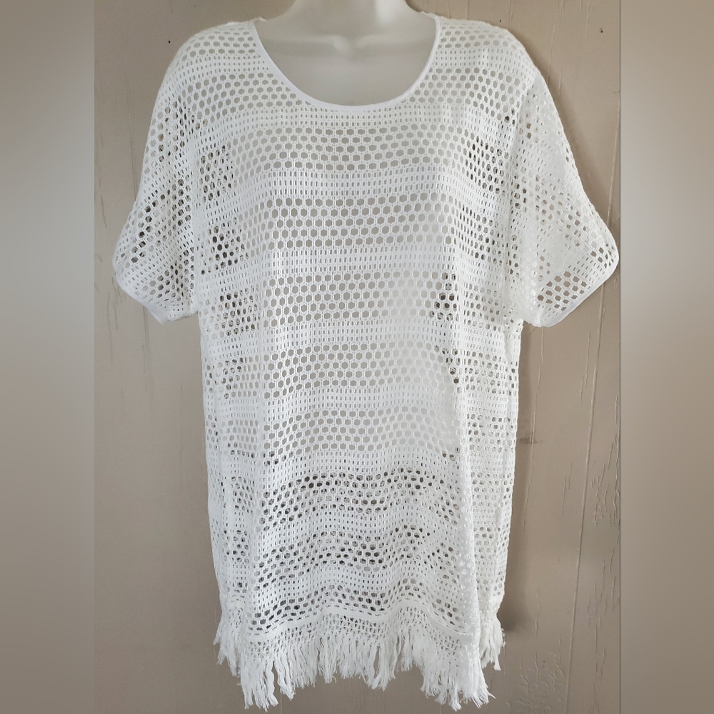 Crocheted swim suit coverup, Euc